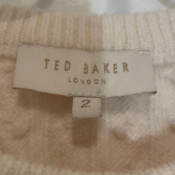 Ted Baker Cream Peplum Cable Knit Sweater – SZ 4 - Picture 13 of 15